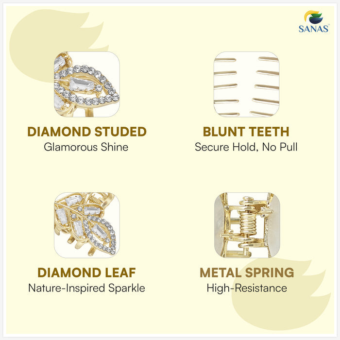 Mini leaf diamond hair claw clip for stylish everyday hairstyles