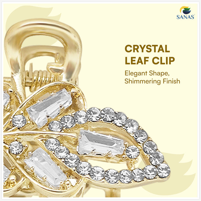 Gold crystal hair claw clip for buns, French twists and half-up hairstyles