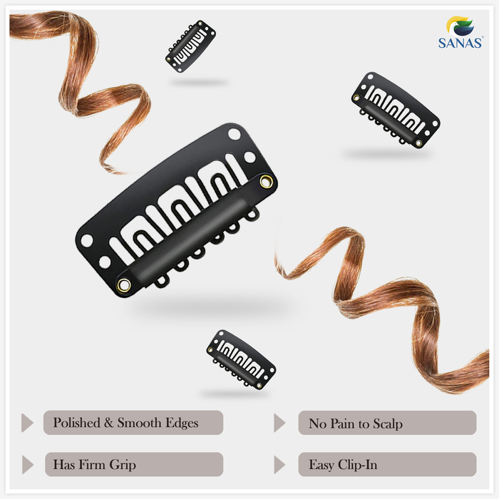 Hair extension snap clips with silicone protective teeth