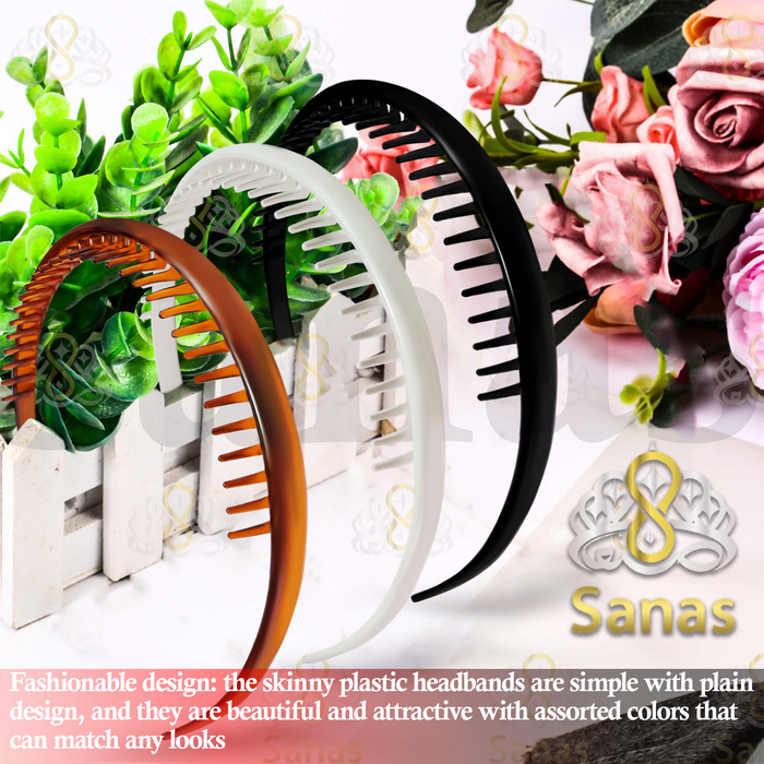 SANAS Multicolor Teeth Head Bands for Secure Hair Control and Comfortable Fit