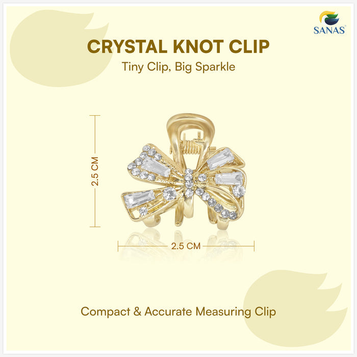Elegant gold crystal bow hair clip for women with sparkling rhinestones