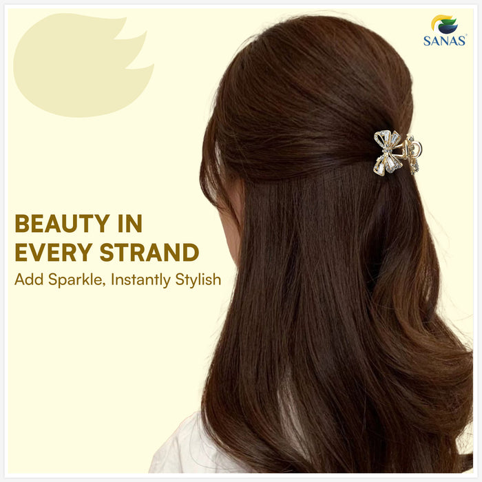Gold bow hair clip for women suitable for weddings and parties