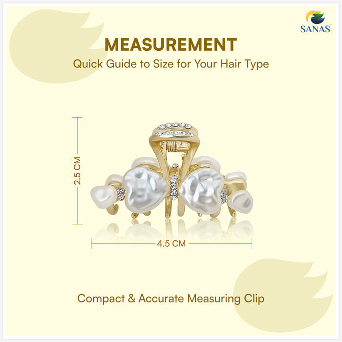 White shell hair claw clip with decorative stone detailing for women