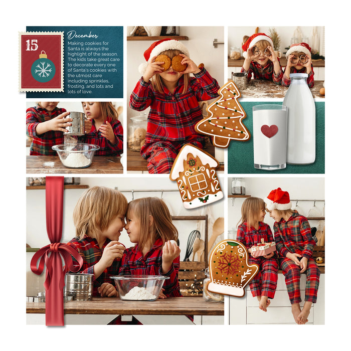 Santa Claus Christmas Advent Stamps Digital Scrapbook Kit