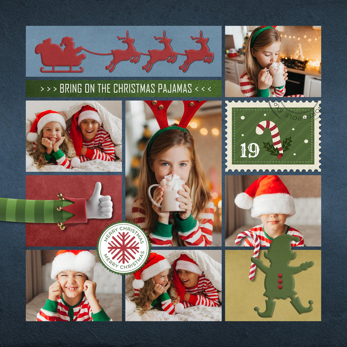 Santa Claus Christmas Advent Stamps Digital Scrapbook Kit
