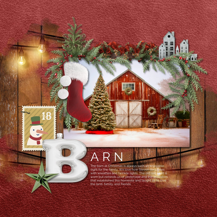 Santa Claus Christmas Advent Stamps Digital Scrapbook Kit