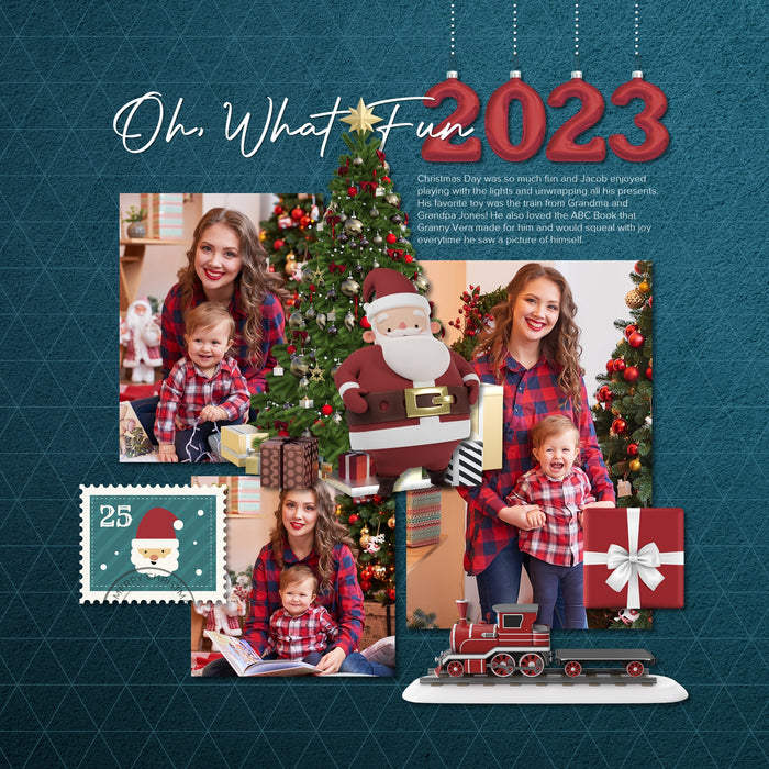 Santa Claus Christmas Advent Stamps Digital Scrapbook Kit
