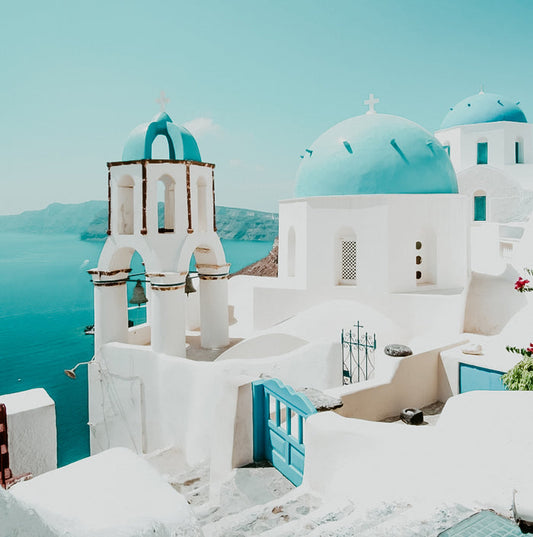 Sunny day in Santorini Greece