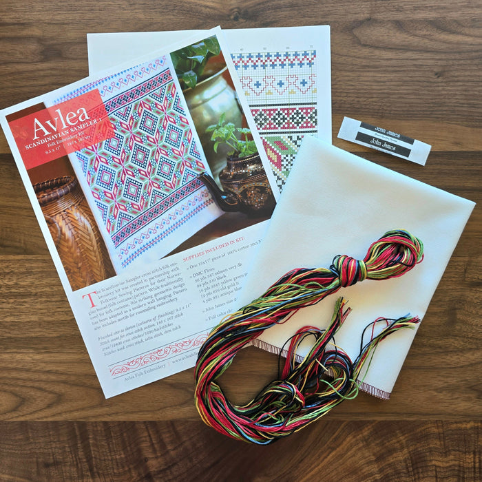 Scandinavian Sampler cross stitch folk embroidery kit