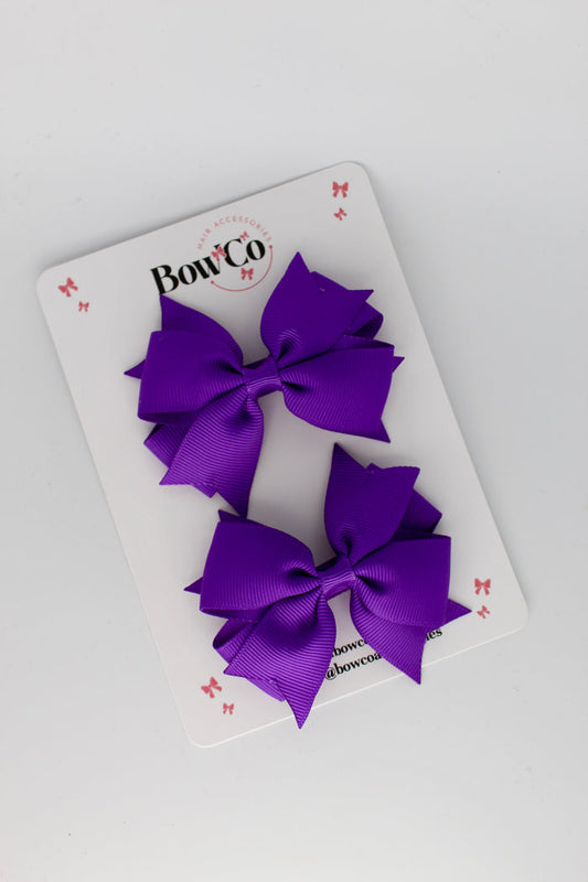 School Bow Purple - Layer Tail Bow Set - Clip