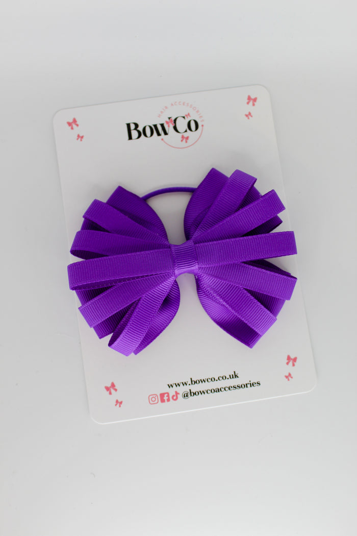 School Bow Purple - Spiral Bow - Elastic -