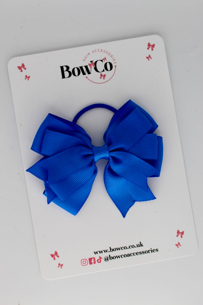 School Bow Royal Blue - Double Tail Bow - Elastic