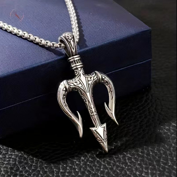 Sea King Trident Necklace Men's Alloy High-grade Dark Wind Poseidon Pendant