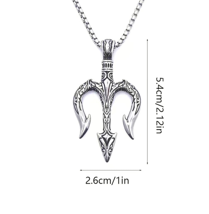 Sea King Trident Necklace Men's Alloy High-grade Dark Wind Poseidon Pendant