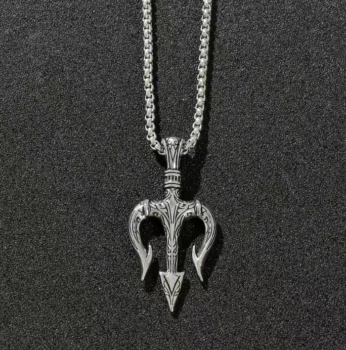 Sea King Trident Necklace Men's Alloy High-grade Dark Wind Poseidon Pendant