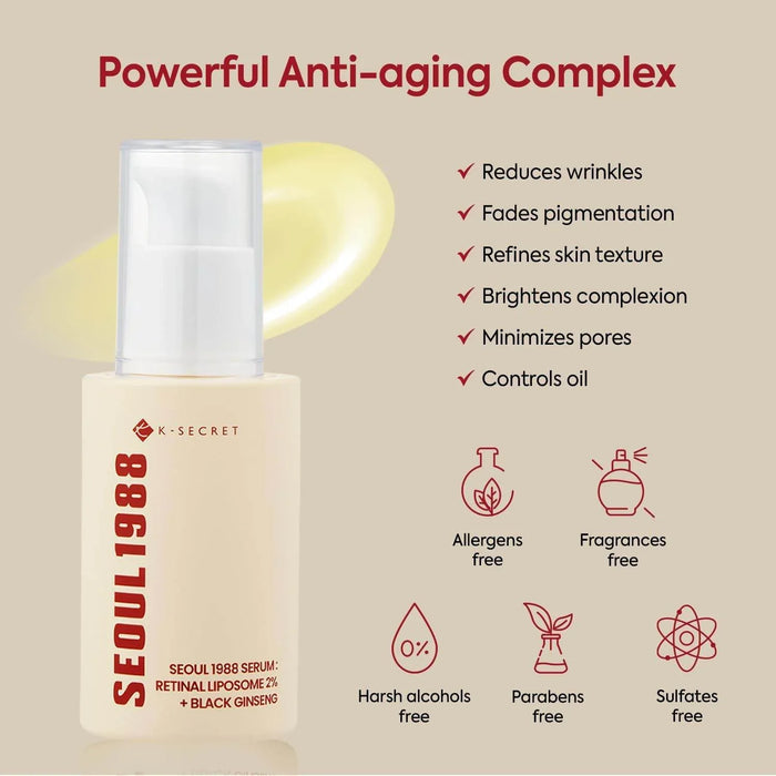 Seoul 1988 Retinal Serum – 2% Retinal Liposome + Black Ginseng - Retinal Serum - K-SECRET -- United Arab Emirates -- Pinky Cosmetics