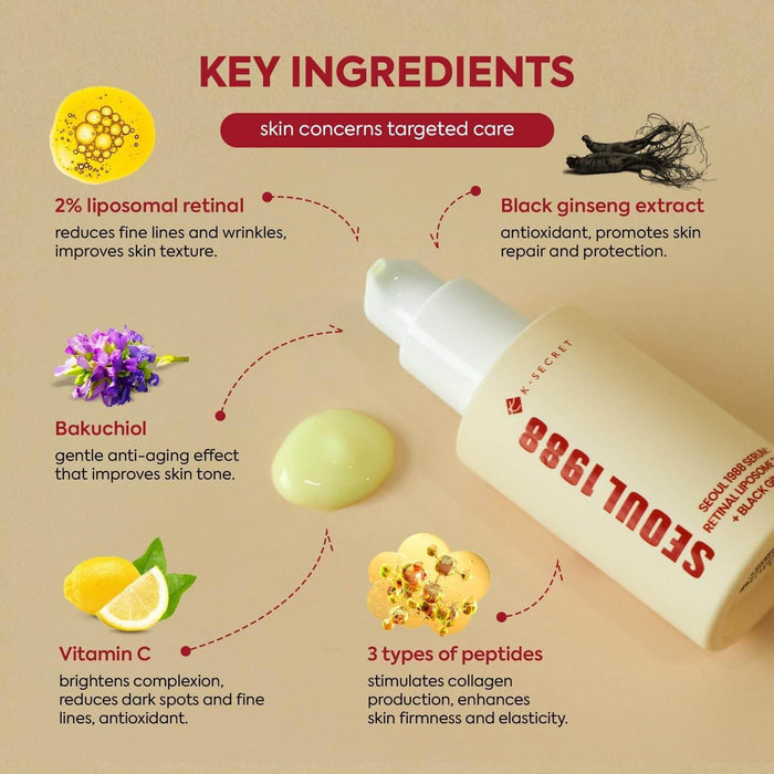 Seoul 1988 Retinal Serum – 2% Retinal Liposome + Black Ginseng - Retinal Serum - K-SECRET -- United Arab Emirates -- Pinky Cosmetics