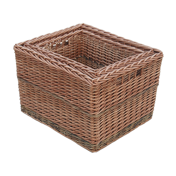 Set of 3 Somerset Rectangular Wicker Log Basket