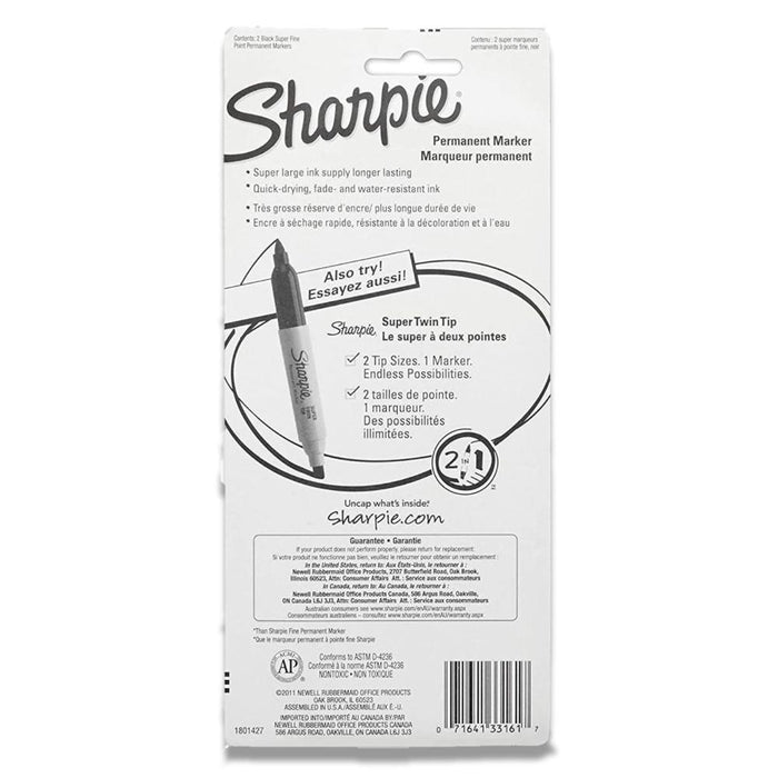 Sharpie Super Permanent Markers - Black Fine Tip, Long-Lasting Ink, 48 Pack