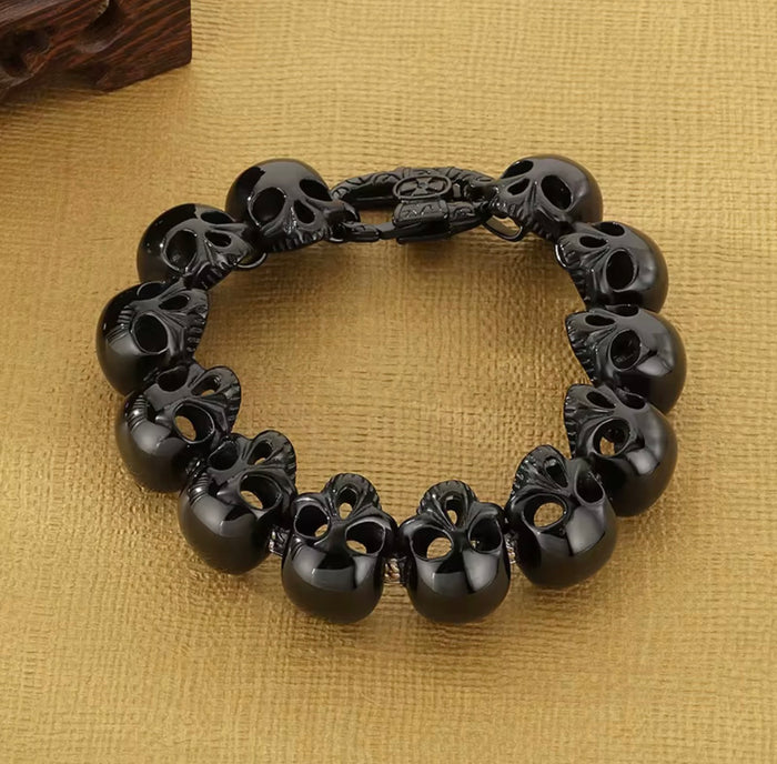 Side by Side Skull Link Bracelet