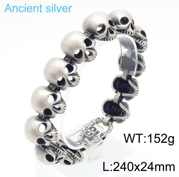 Side by Side Skull Link Bracelet