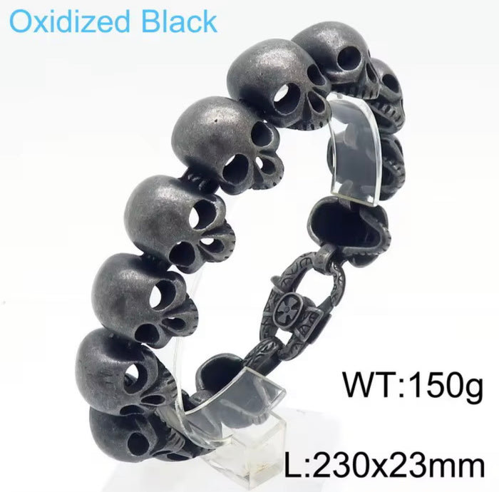 Side by Side Skull Link Bracelet