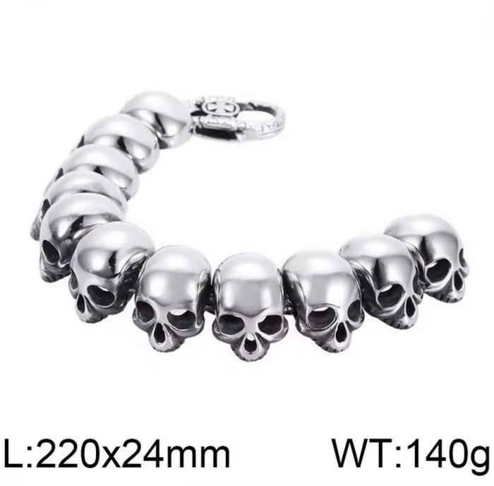 Side by Side Skull Link Bracelet