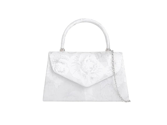 Silver Rose Floral Shimmer Mini Handbag