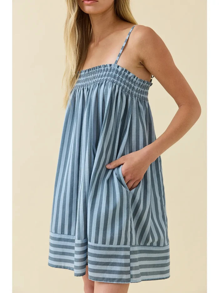 Smocked Stripe Cami Dress