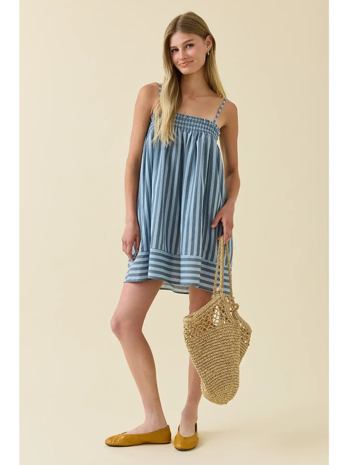 Smocked Stripe Cami Dress