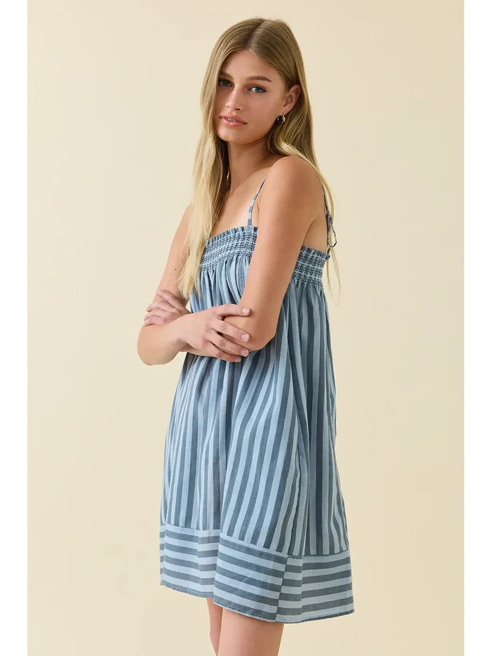 Smocked Stripe Cami Dress