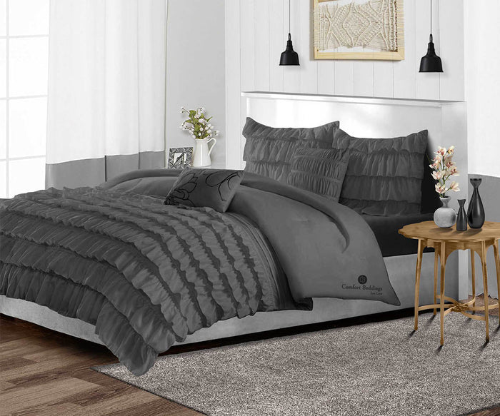 Dark Gray Ruffled Duvet Cover