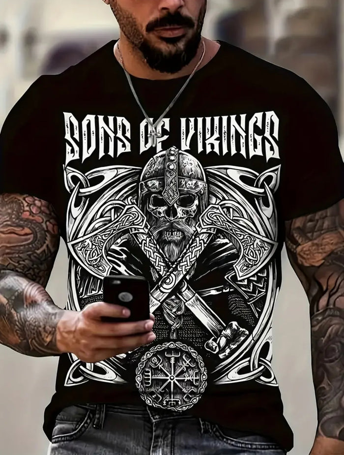 SONS OF VIKINGS - Double Sided Print Crew Neck T