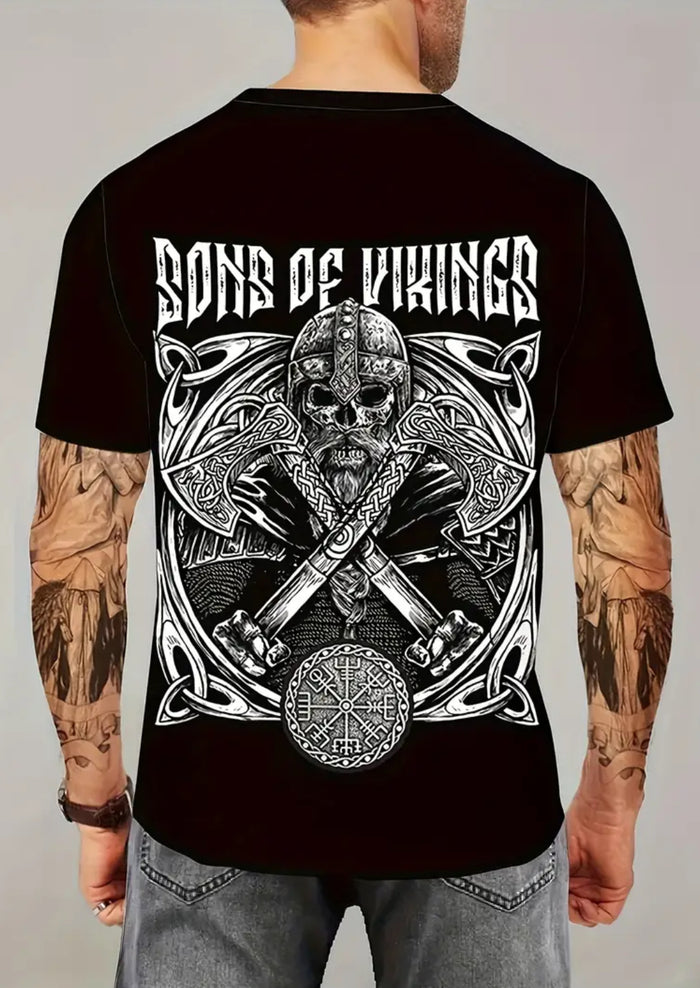 SONS OF VIKINGS - Double Sided Print Crew Neck T