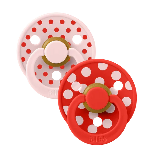 Bibs Soothers - Soother - Pacifier - Studio - Polka - 100% Natural Rubber - Size 1 - Set Of 2