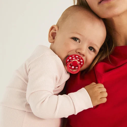 Bibs Soothers - Soother - Pacifier - Studio - Polka - 100% Natural Rubber - Size 1 - Set Of 2 - Lifestyle Cut