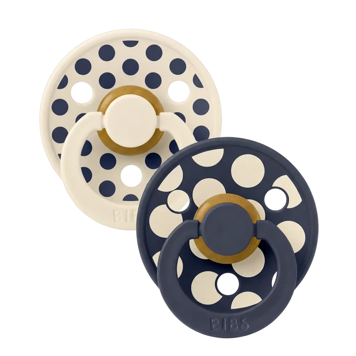 Soother - Pacifier - Studio - Polka - 100% Natural Rubber - Set Of 2 - Ivory/Deep Space