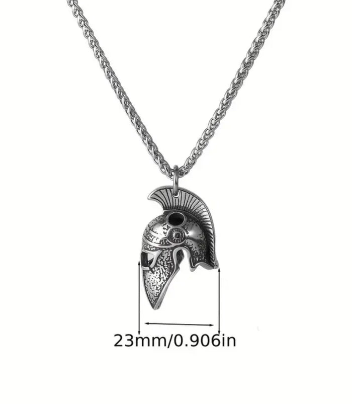 Spartan 3D Warrior Helmet - Titanium Steel Men's Pendant & Necklace