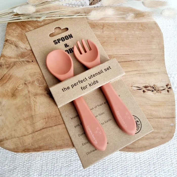 Rammelaartje - Spoon & Fork - Silicone - Rust - Packaging