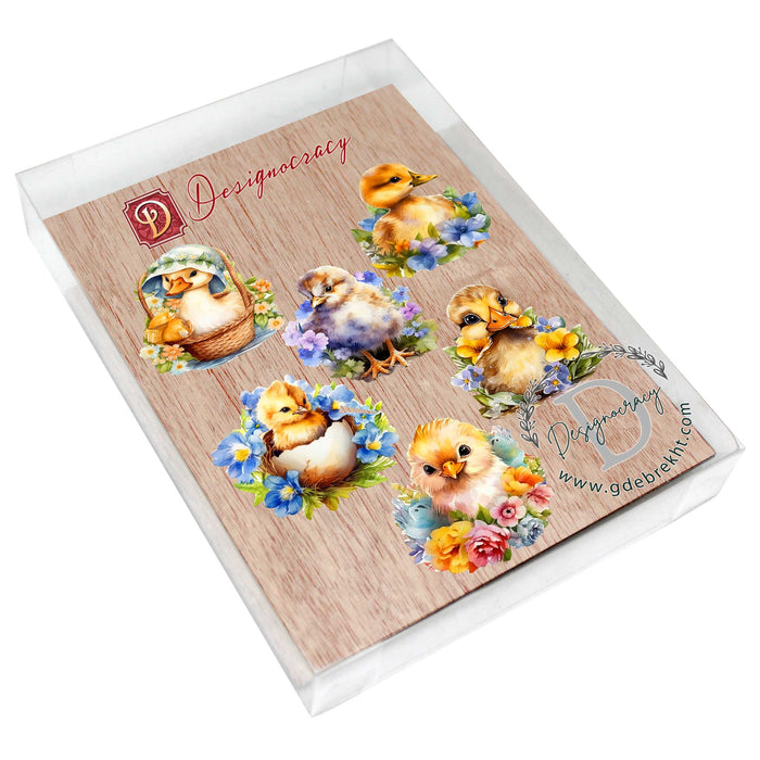 Spring Ducklings Decorative Eco Wood Magnets Set of 6 by G. Debrekht - Easter Decor - 8090055G-S6