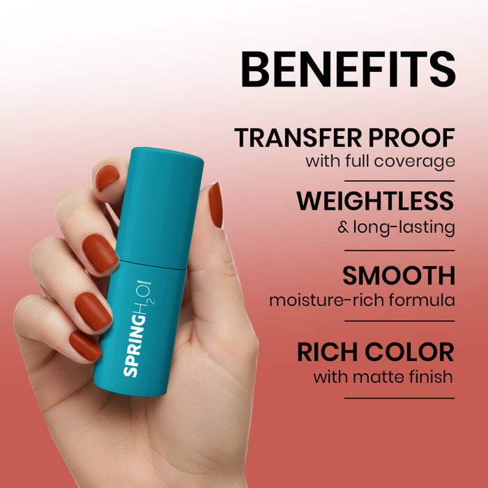 SPRING H2O Velvet Hold Matte Liquid Lipstick, Long Lasting, Waterproof Mocha Charm 04