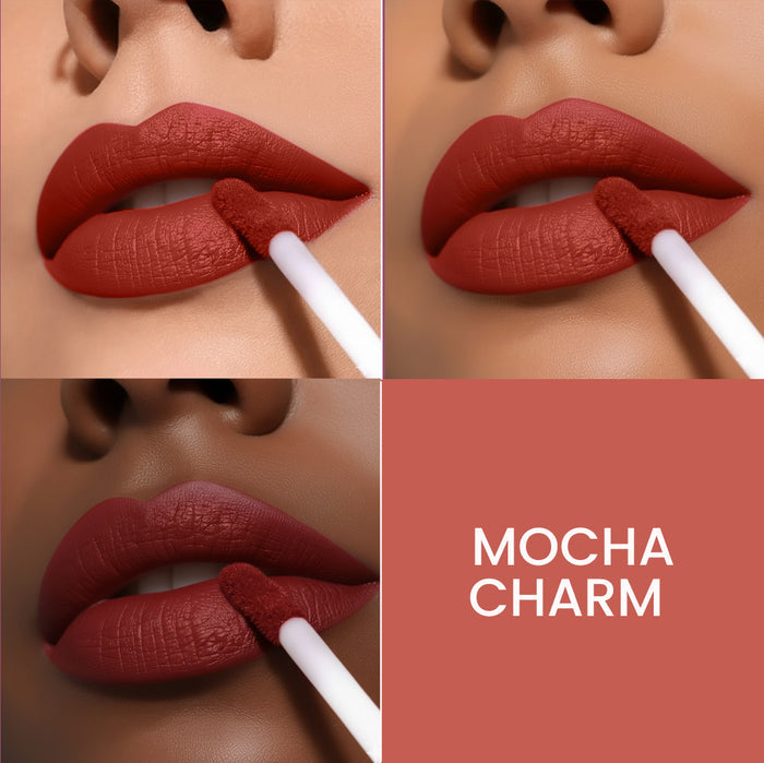 SPRING H2O Velvet Hold Matte Liquid Lipstick, Long Lasting, Waterproof Mocha Charm 04