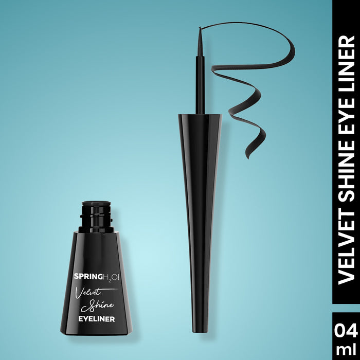 SPRING H2O Velvet Shine Eyeliner Last Upto 24 Hrs, Intense Black Smudgeproof & Waterproof 4 ml pack of 2