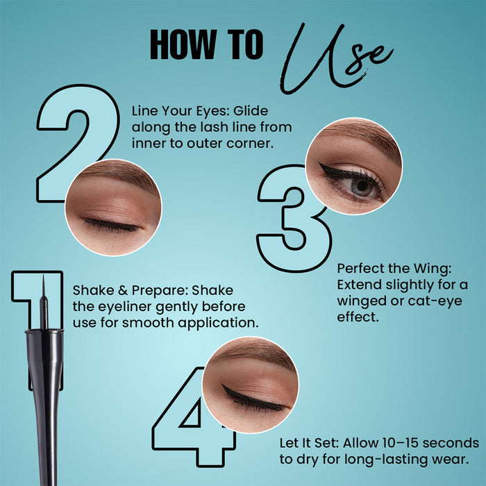 SPRING H2O Velvet Shine Eyeliner Last Upto 24 Hrs, Intense Black Smudgeproof & Waterproof 4 ml pack of 2