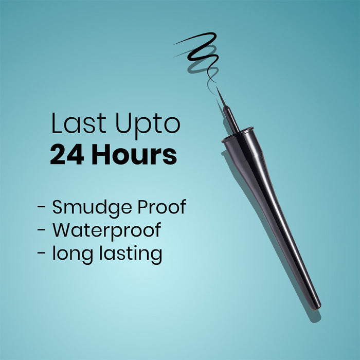 SPRING H2O Velvet Shine Eyeliner Last Upto 24 Hrs, Intense Black Smudgeproof & Waterproof 4 ml pack of 2