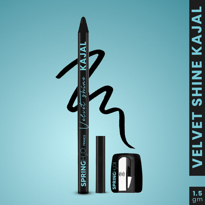 Spring H2O Velvet Shine Kajal Intense Black with Free Sharpener - 1.5gm
