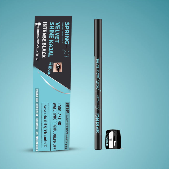 Spring H2O Velvet Shine Kajal Intense Black with Free Sharpener - 1.5gm