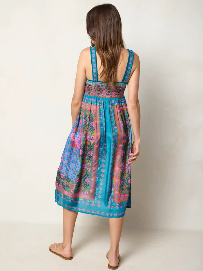 Spring In Your Step Midi Dress - Blue Folk Flower-view 5