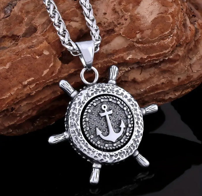 Stainless Steel Boat Anchor Pendant & Necklace