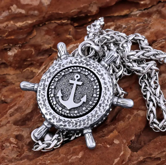 Stainless Steel Boat Anchor Pendant & Necklace